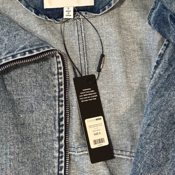 Women’s Denim Jean Moto Biker Jacket With Silver Hardware Details | NWT - Picture 13 of 13